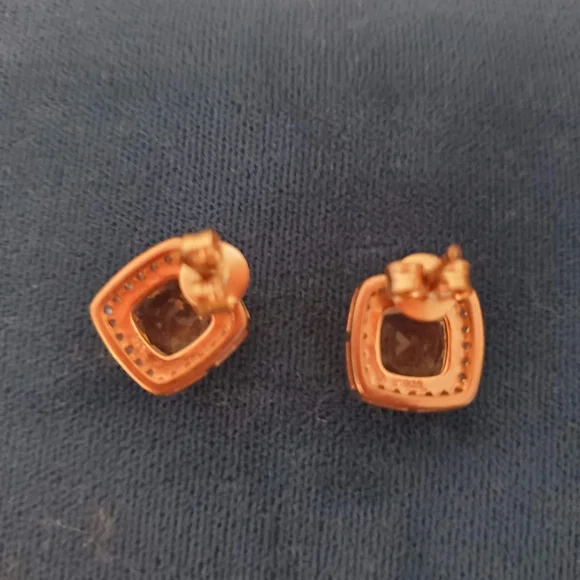 Elegant Gold-pl Cushion 4.5ct Morganite & Topaz Earrings - Picture 4 of 5